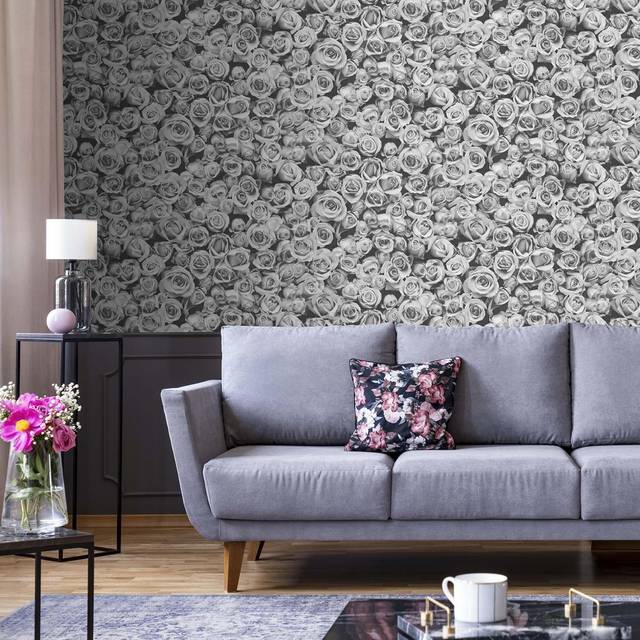 Muriva rosalee small roses floral collage flower wall photographic wallpaper