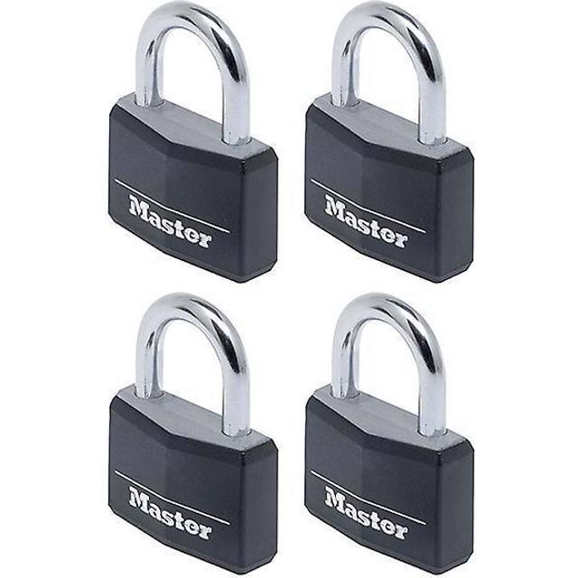 Masterlock Aluminium Vinyl Padlock Pack of 4 Keyed Alike 40mm Black Standard