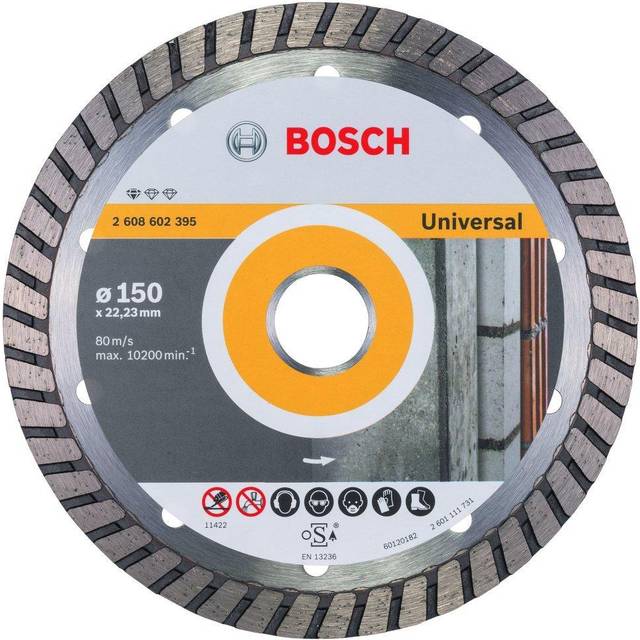 Bosch 2608602395 Standard for Universal Turbo Diamond Cutting Disc, 150mm Ã, 22.23mm x 2.5mm x 10mm