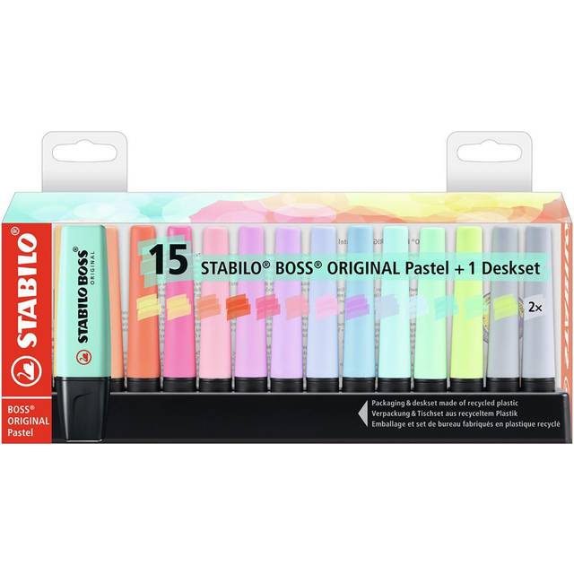 Stabilo Boss Original Highlighters Desk Set Pastel (Pack 15) 7015-02-5