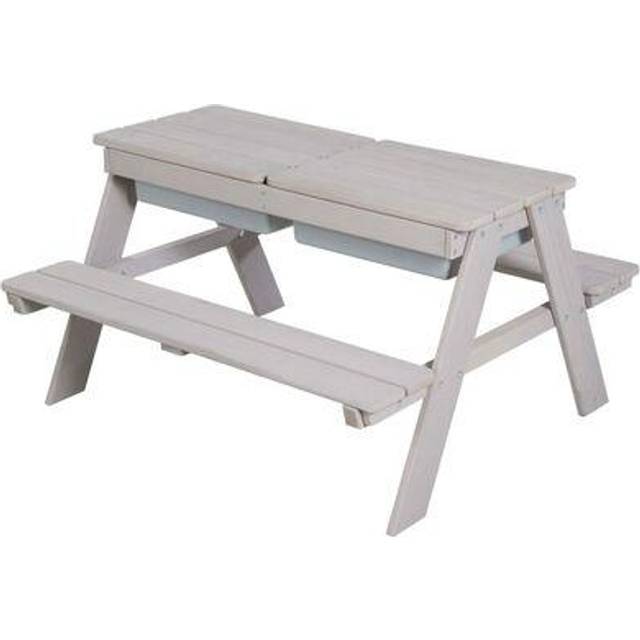 Roba Deluxe 89cm x 85cm Solid Wood Rectangular Sand And Water Table - Blue (49.5cm H X 89cm W X 85cm L)