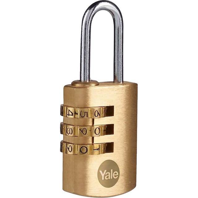 Yale Y150B/22/120/1- Brass Combination Padlock (22 mm) - Indoor Steel Shackle Lock for Backpack, Locker, Tool Box - 3 Dial Lock 1000 Combinations - St
