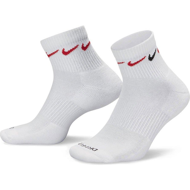 Nike Training – Everyday Plus – Vita ankelstrumpor med dämpning och tryck, 3-pack-Vit/a