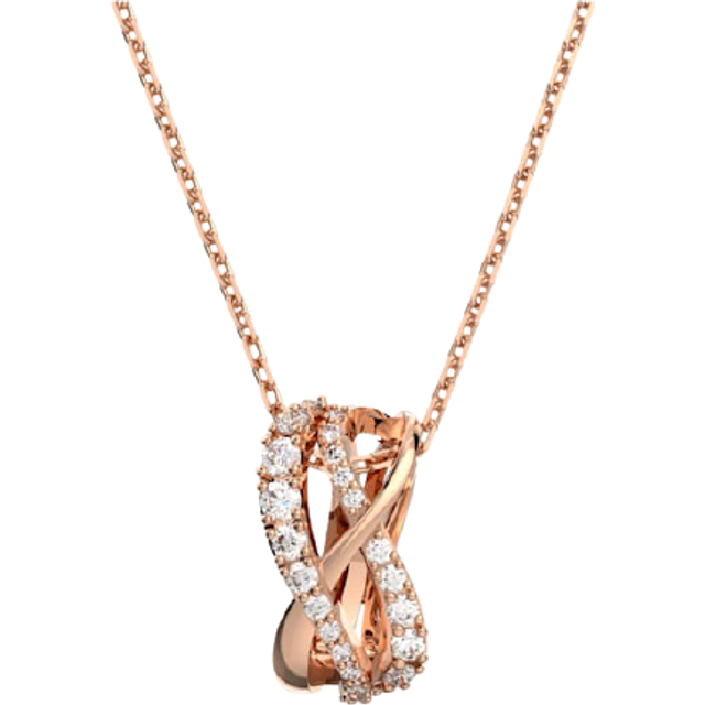 Twist necklace, White, Rose gold-tone plated