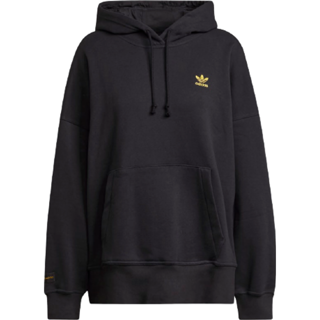 Adidas x marimekko boyfriend hoodie oversize hooded sweatshirt flower black gold