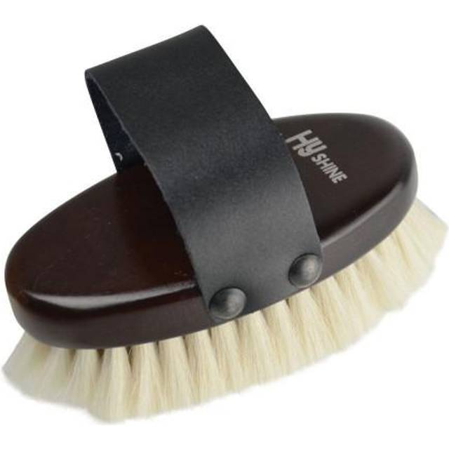 (S, Dark Brown) HySHINE Deluxe Horse Hair Wooden Body Brush