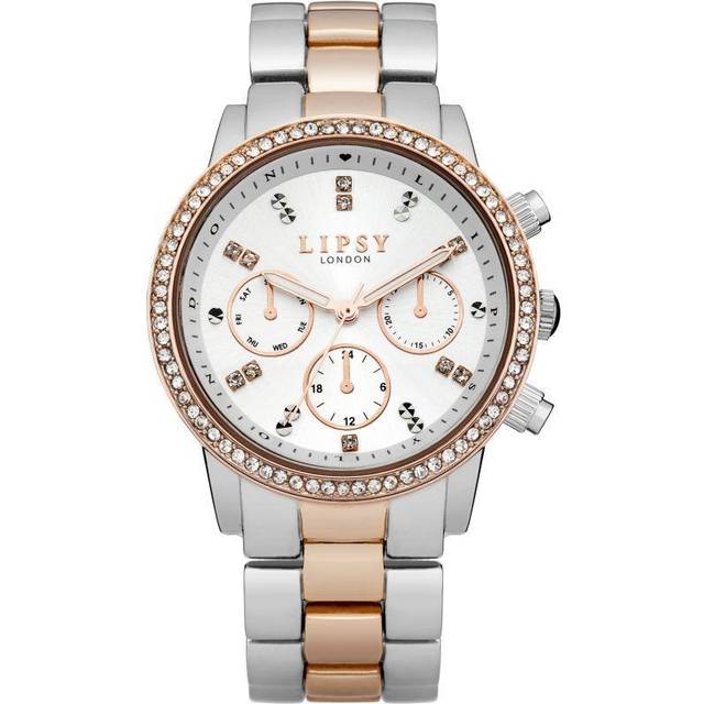 Lipsy Two-Tone Bracelet Watch with White Sunray Dial - Silver