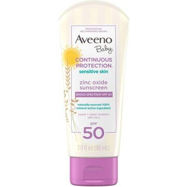 Aveeno Baby AVEENO Baby Continuous Protection Sensitive Skin Lotion Zinc Oxide Sunscreen SPF 50 3 oz 3 Fl. Oz