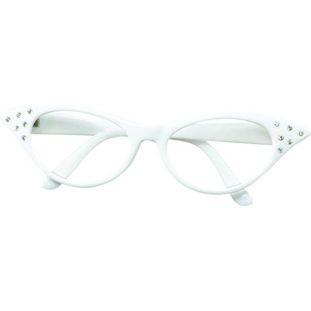 (One Size, White) Bristol Novelty Womens/Ladies 50s Female Glasses