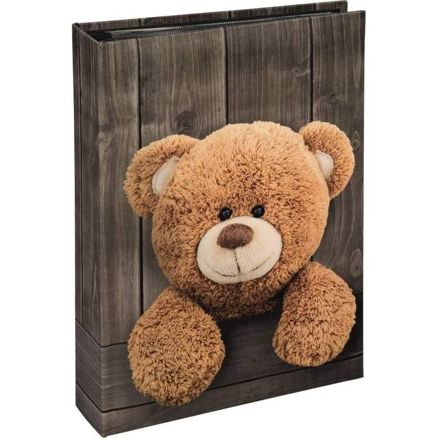 Memo Photo Album 19x25cm 100 Pages Slip-In Holds 200 6x4" Photos Cute Teddy Bear Toy Design for Unisex Baby Boy or Girl Brown