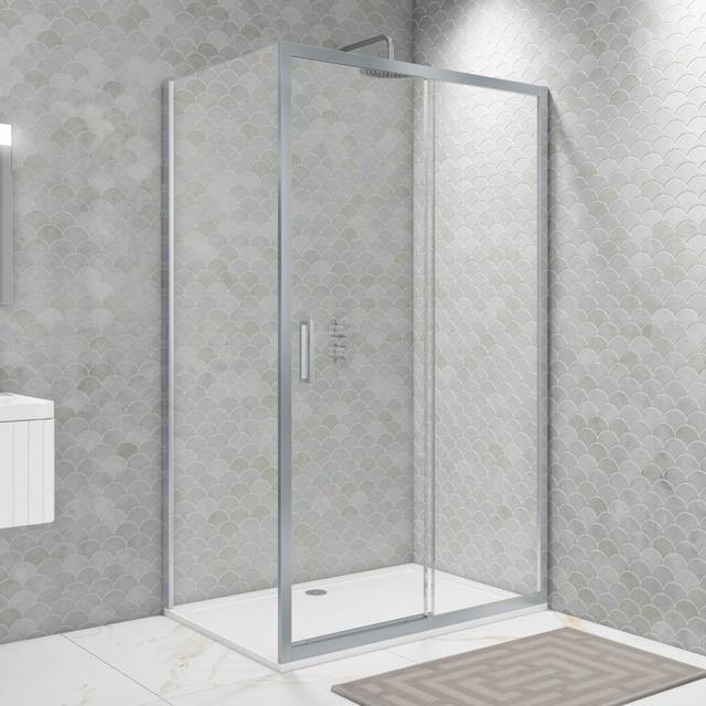 1000mm Chrome Sliding Shower Door 8mm Glass - Pavo