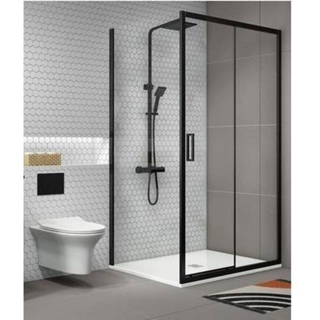 1100mm Black Sliding Shower Door 8mm Glass - Pavo