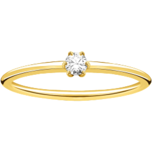 Thomas Sabo bague pierre blanche argent plaqué or TR2312-414-14-52