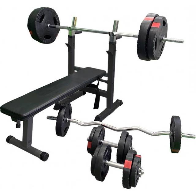 Bänkpress PRO Skivstång Curlstång Hantelset 100kg