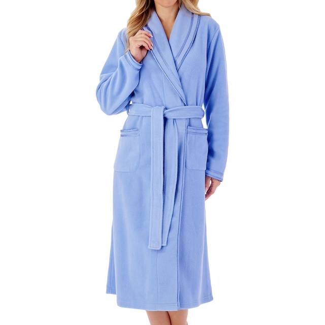 Slenderella ladies anti pill dressing gown shawl collar wrap polar fleece robe