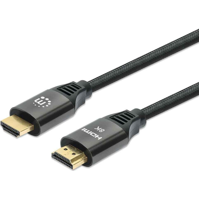 Manhattan Hdmi Cable Ethernet 2M 8K/60Hzmale/Male Braided Black Polybag Less 355940