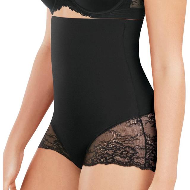Maidenform Dam Tame Your Tummy spetstrosor med hög midja tämjer din mage, Svart spets, XXL