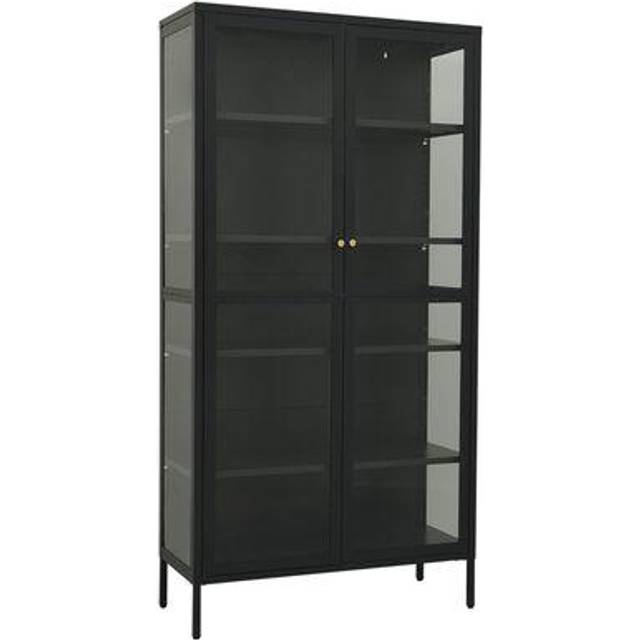vidaXL Display Cabinet Black 90x40x180 cm Steel and Tempered Glass