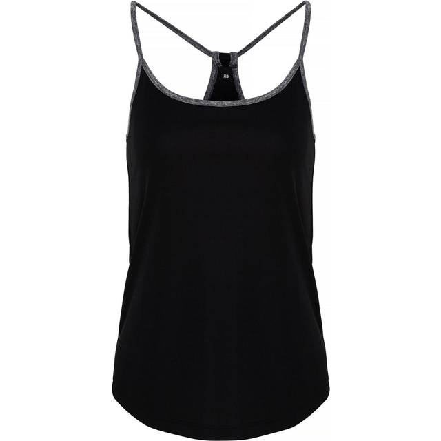 (XS, Black/Black Melange) TriDri Womens/Ladies Yoga Vest