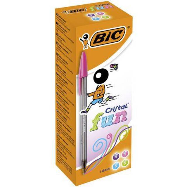 BiC Large Cristal Fun Colours Ball Pen Pink, Purple, Blue, Green P...