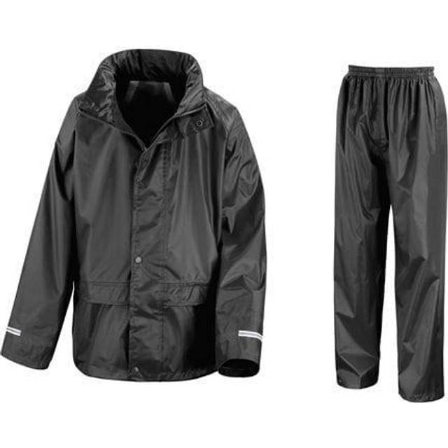 (7-8, Black) Result Core Childrens/Kids Unisex Junior Rain Suit Jacket And Trousers Set
