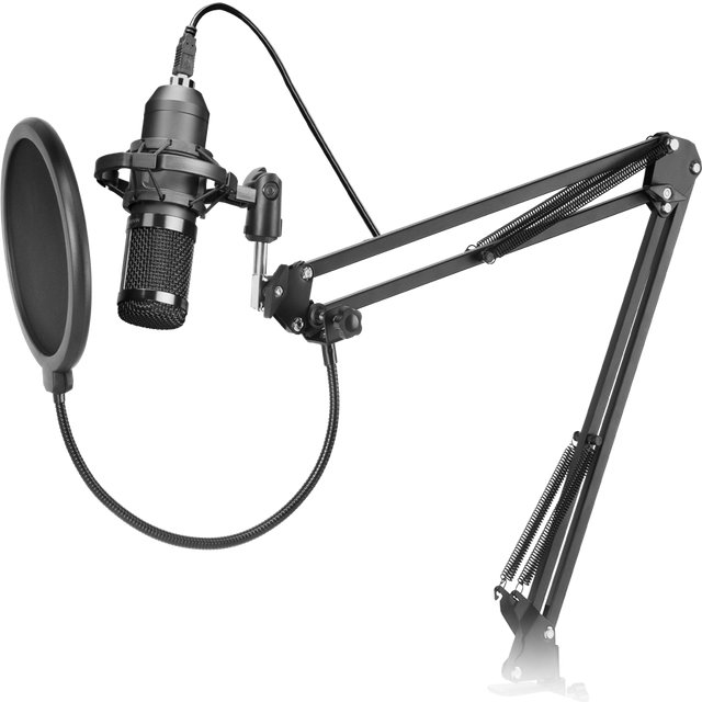 Mars Gaming MMICPRO, PC USB-mikrofon, kondensor, ultrahögupplösta streamingar, ASMR, svart