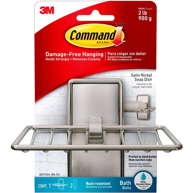 3M CLAW Command Bath Satin Nickel Soap Dish Bath34 Silver One Size