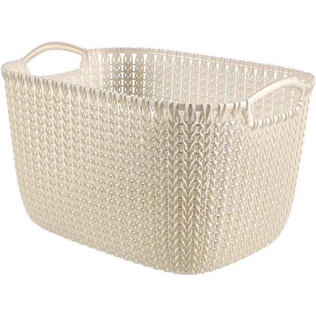 Curver Knit Large Rectangular Plastic Storage Basket, Misty Blue, 19 Litre