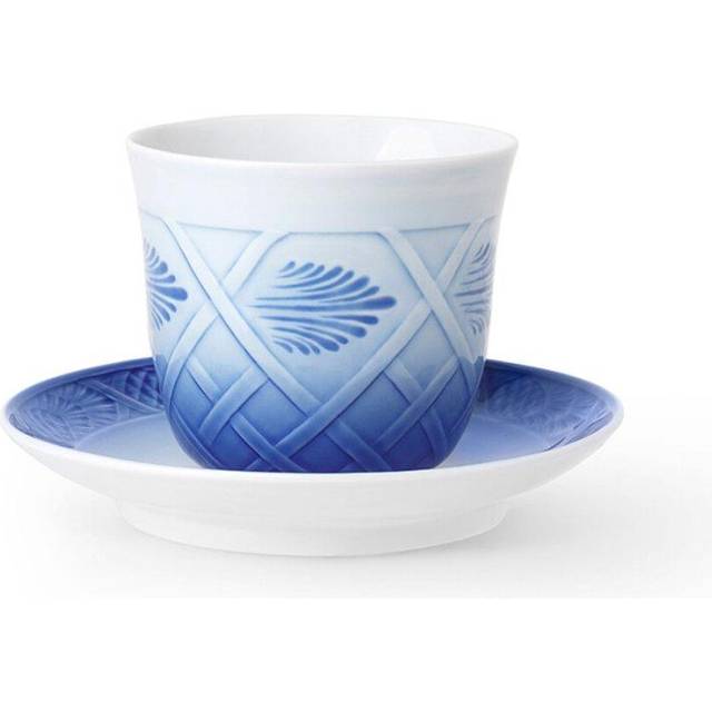 Royal Copenhagen Termokop 26 cl. og Tallerken 15,5 cm. - Muggar Utan Öra Från Magasin - Blå (15,5)