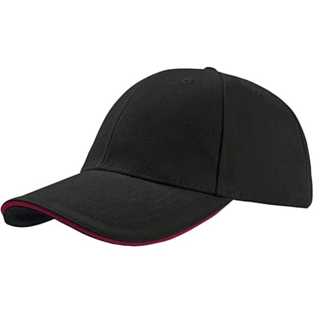(One Size, Black/Red) Atlantis Liberty Sandwich Heavy Brush Cotton 6 Panel Cap