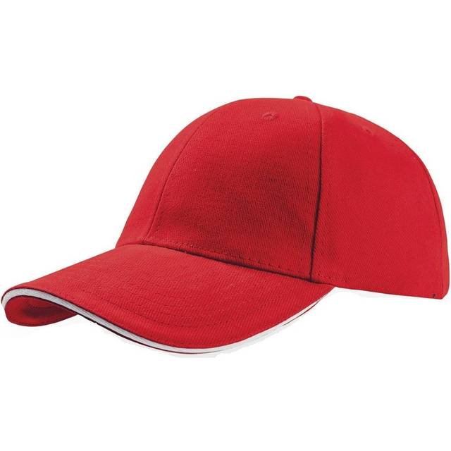 (One Size, Red) Atlantis Liberty Sandwich Heavy Brush Cotton 6 Panel Cap