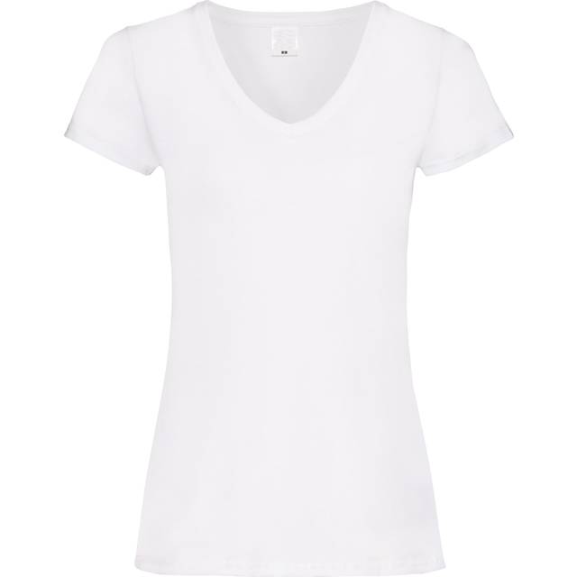 (Small, Snow) Womens/Ladies Value Fitted V-Neck Short Sleeve Casual T-Shirt