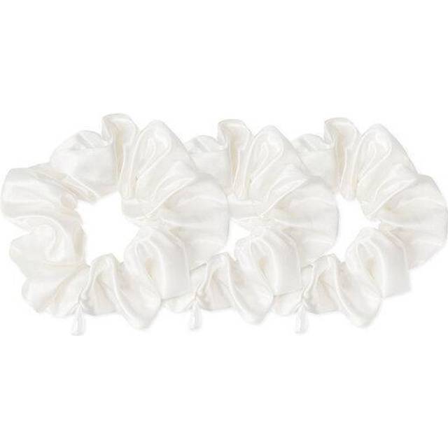 Cloud & Glow Silk Scrunchies 4 cm White