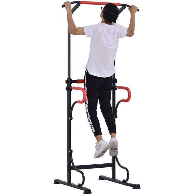 Steel Multi-Use Exercise Power Tower Pull Up Station Adjustable Height with Grips - HOMCOM | TJ Hughes