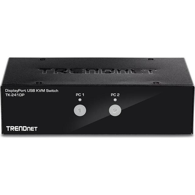 TRENDnet TK-241DP DisplayPort 2-port KVM-omkopplare, DisplayPort 1.2 KVM, ansluter och kontroll två datorer, stöder 4K UHD-upplösning, 3840 x 2160 vid 60 Hz, USB 2.0-hubb med 2 portar