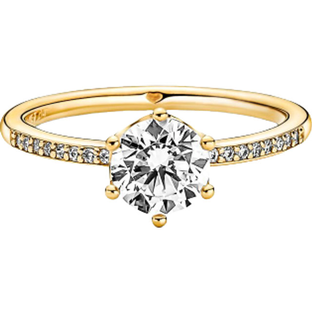 Pandora Rings - Klare Funkelnde Krone Solitärring - gold - Rings for ladies - 58
