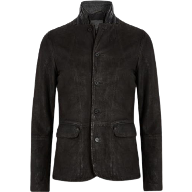 Allsaints Mens Anthracitegre Survey Brushed-leather Blazer S