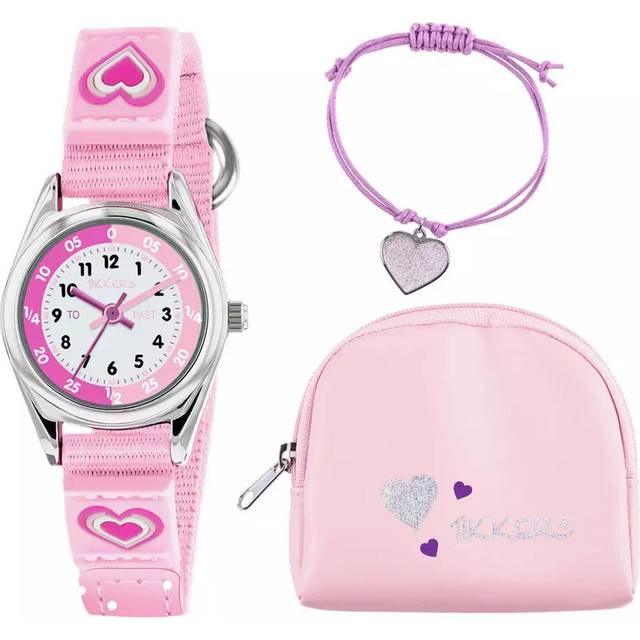 Tikkers Kid's Pink Heart Watch, Bracelet and Purse Set