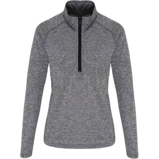 TriDri Womens Long Sleeve Performance Quarter Zip Top - Black Melange/black