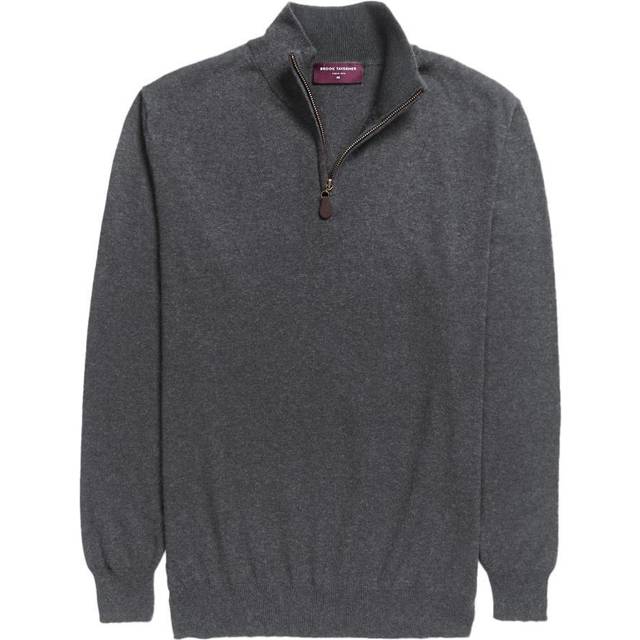 (M, Charcoal) Brook Taverner Mens Dallas Zip-Neck Sweater