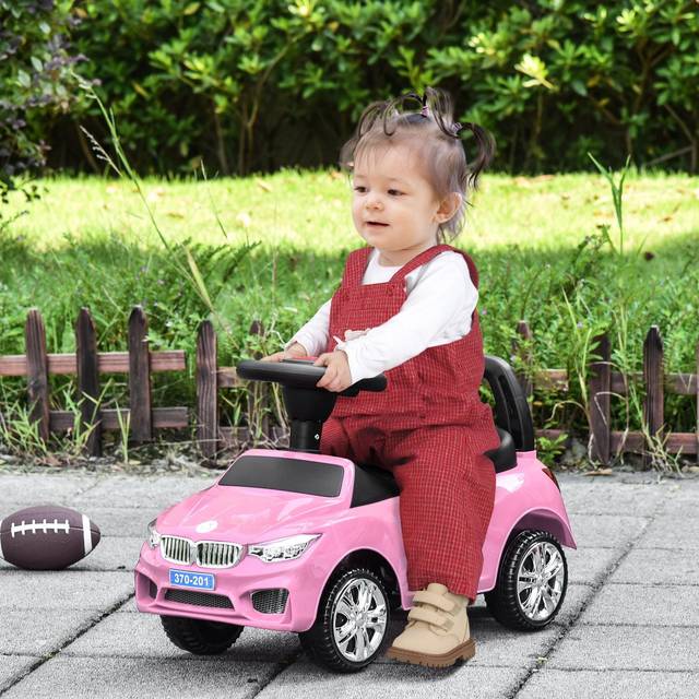 HOMCOM Ride On Sliding Car with Horn, Music, Working Lights & Storage - Pink, Pink