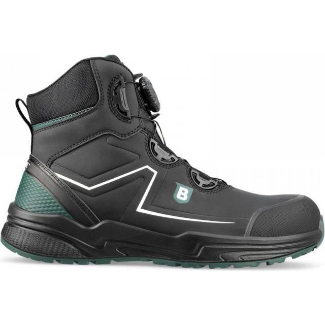 Brynje Arbetssko Green Way Low Boot S3 SRC säkerhetsstövlar flexibel, lätt och hållbar säkerhetssko med BOA® Fit-system, svart, 42 EU