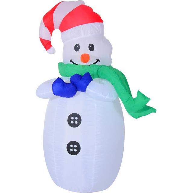 Bon Noel Inflatable 1.2m Christmas Snowman Decoration with LED Lights, White