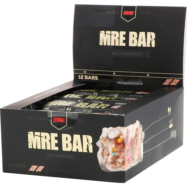 REDCON1 Mre Meal Replacement Bars | 12 Bars | Sprinkle Donut | Protein Bars | High Protein, Low Sugar Snack Made from Premium Quality Ingredients