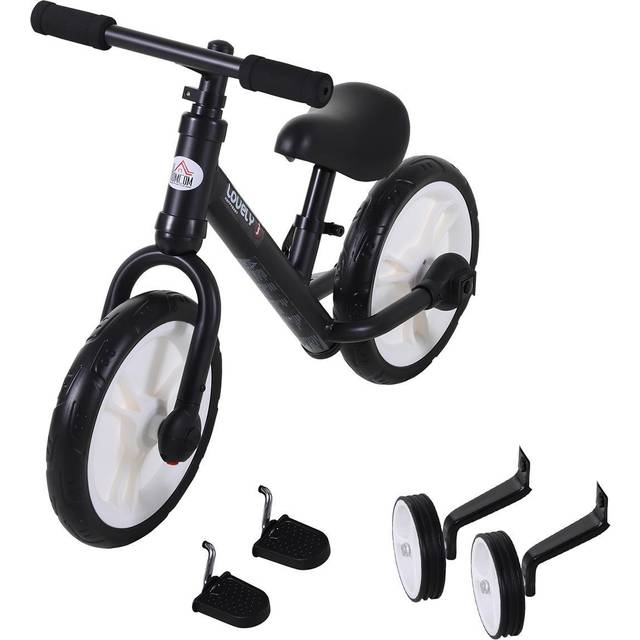HOMCOM Kids Balance Training Bike with Stabilizers - Black, Black