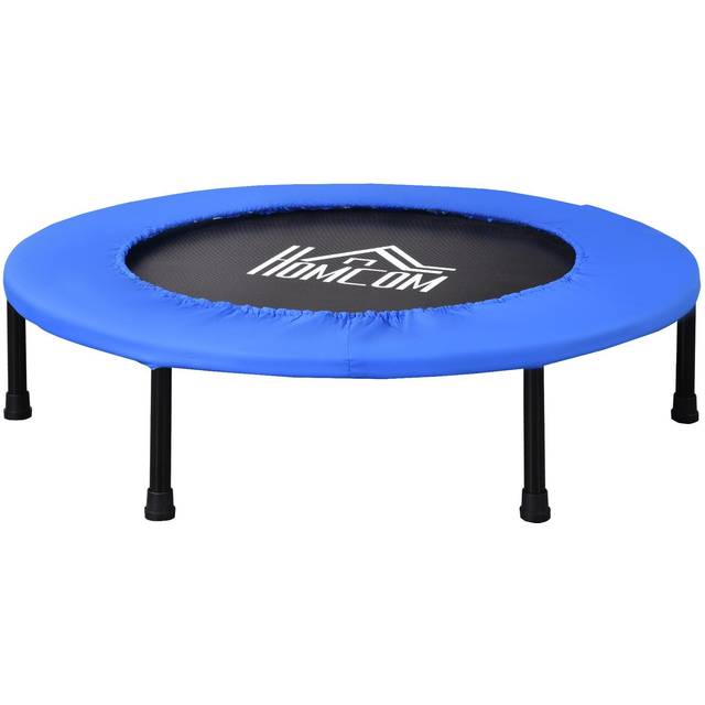 HOMCOM Trampoline Aerobic Rebounder Indoor Outdoor Fitness Round Jumper 91cm, Compact, w/ Sponge Edge, Blue Aosom UK
