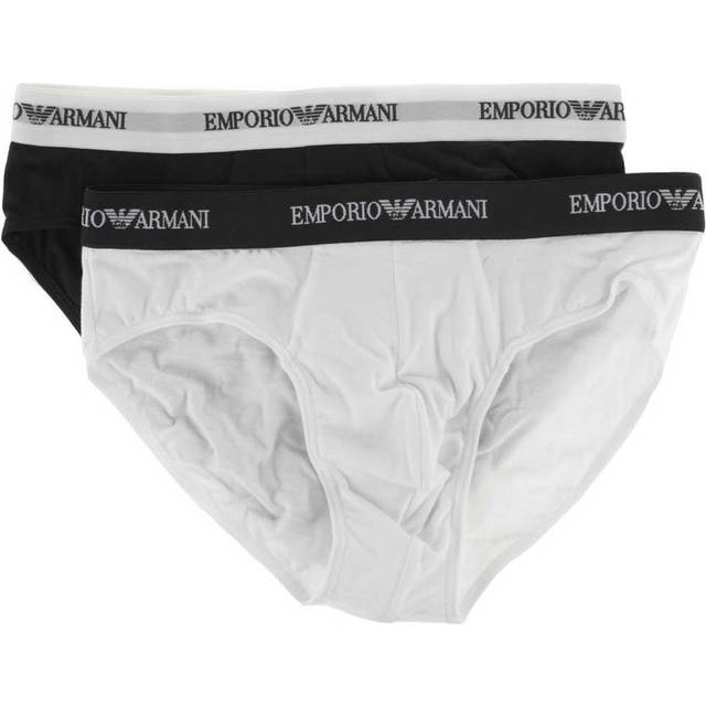 Emporio Armani 2-Pack Cotton Stretch Briefs - White - Navy