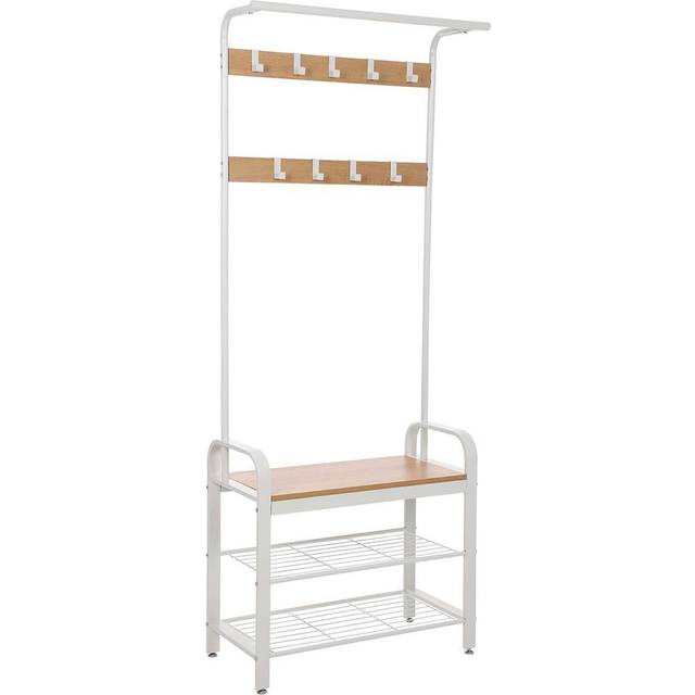 VASAGLE Coat Rack, Coat Stand With Shoe Storage Bench, 4-In-1 Design, With 9 Removable Hooks, A Clothes Rail, For Hallway, Eintrance, 33.7 X 72 X 183 Cm, Indu