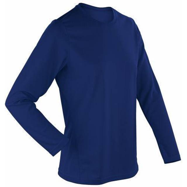 (L, Navy) Spiro Ladies/Womens Sports Quick-Dry Long Sleeve Performance T-Shirt