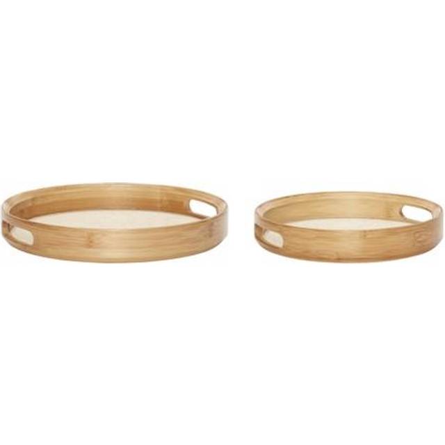 Canvas rund bricka 2 st, beige/natur - Beige/natur